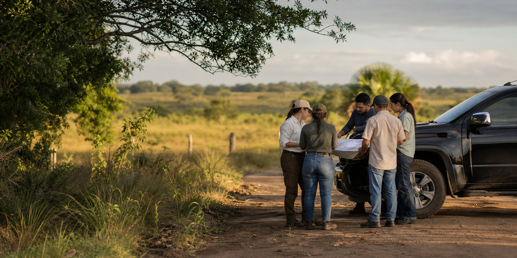 Equipo coordinando trabajo de campo en los Llanos